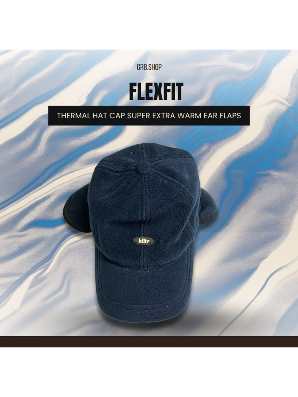 Thermal Fleece Hat With Ear Flaps One Size Navy Blue By Killy  Cold Weather Cap